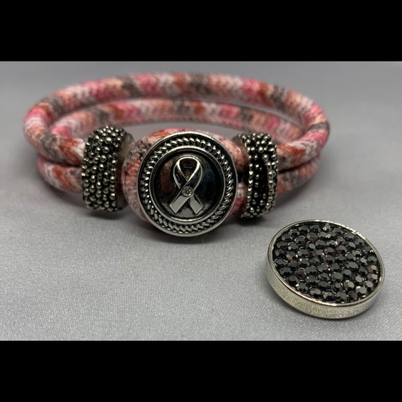 Snap Jewelry - ✨Pink & Gray Noose Style Snap Button Bracelet Set
